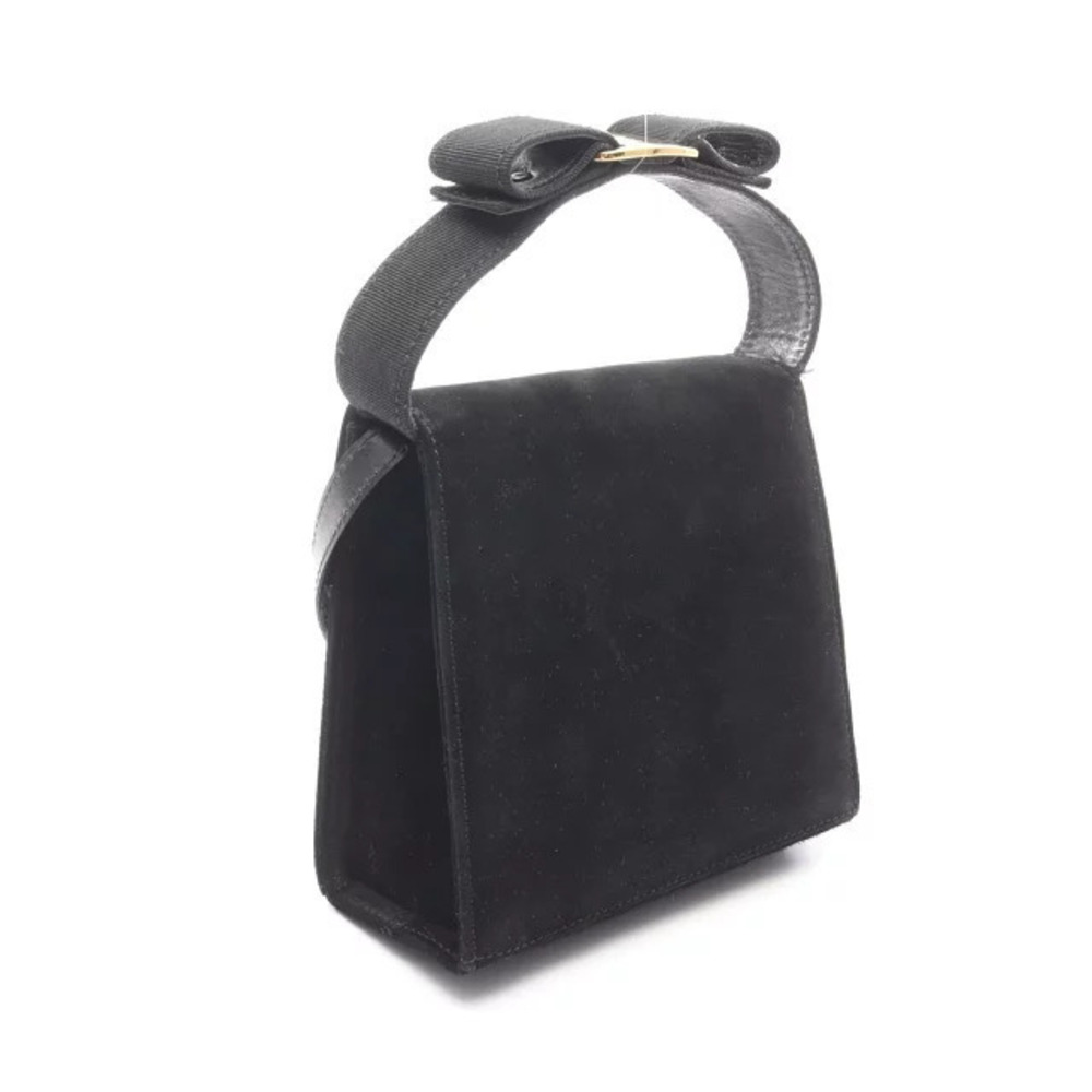 Salvatore Ferragamo Handbag Rion Vara Black Suede Black
